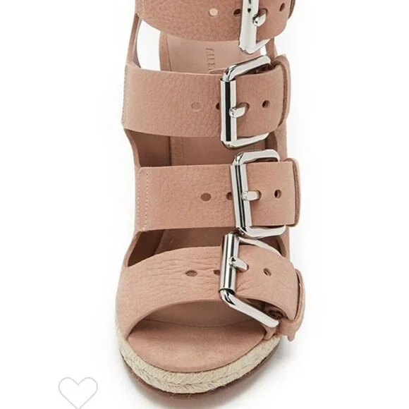 Alexander Wang ‘JO’ BUCKLE WEDGE SANDALS/ BLUSH New!! SIZE 39 - 8.5M - Picture 6 of 10